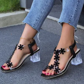 Ann – Transparent High Square Heel Sandals