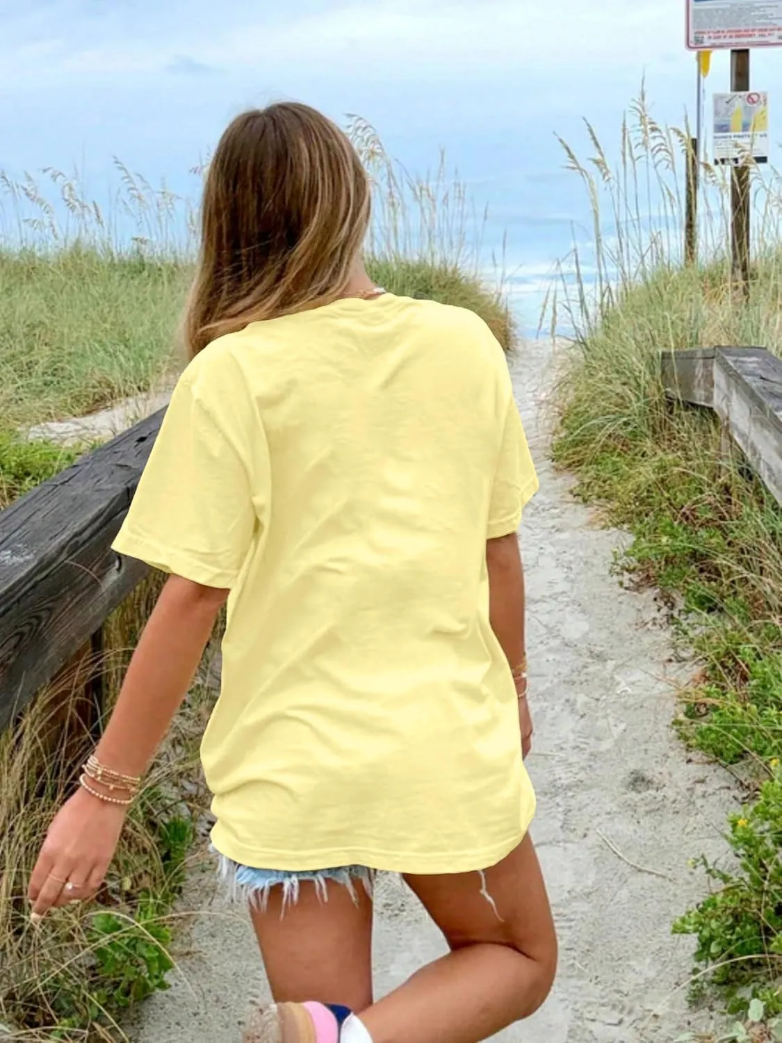 BAIGRAM Women Oversized Floral Graphic Tee Shirt Top Y2K Aesthetic Cotton Short Sleeve Summer Beach Coastal Tshirt Going Out