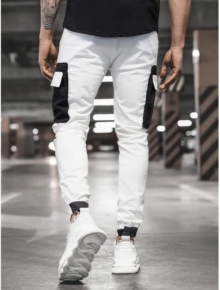 Banana Bucket Mens Hiphop Jogger Sweatpants Cargo Streetwear Punk Pants with Multi-Pockets