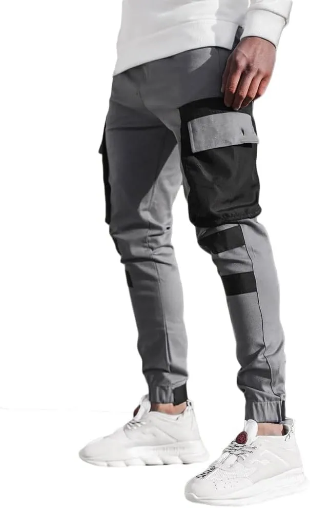 Banana Bucket Mens Hiphop Jogger Sweatpants Cargo Streetwear Punk Pants with Multi-Pockets