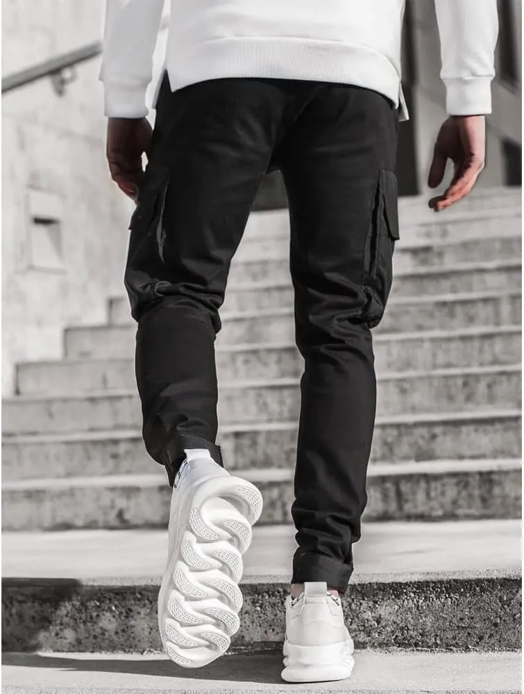 Banana Bucket Mens Hiphop Jogger Sweatpants Cargo Streetwear Punk Pants with Multi-Pockets