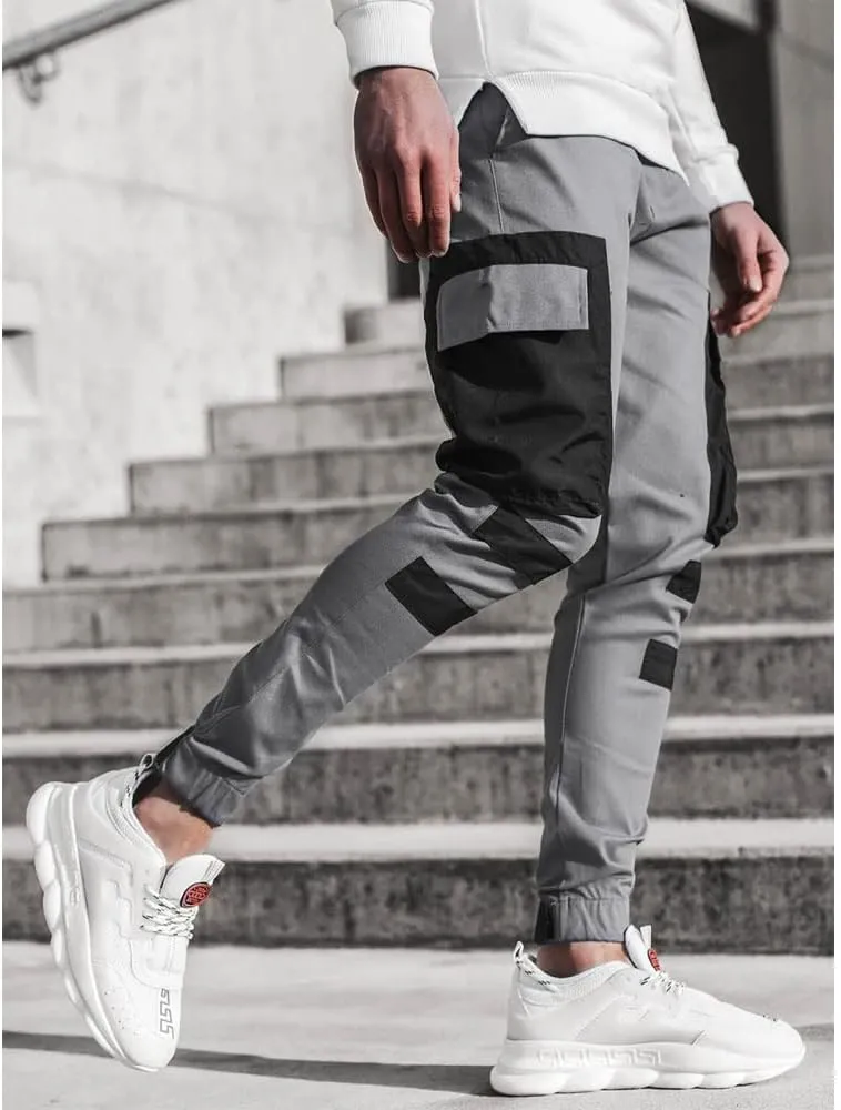 Banana Bucket Mens Hiphop Jogger Sweatpants Cargo Streetwear Punk Pants with Multi-Pockets