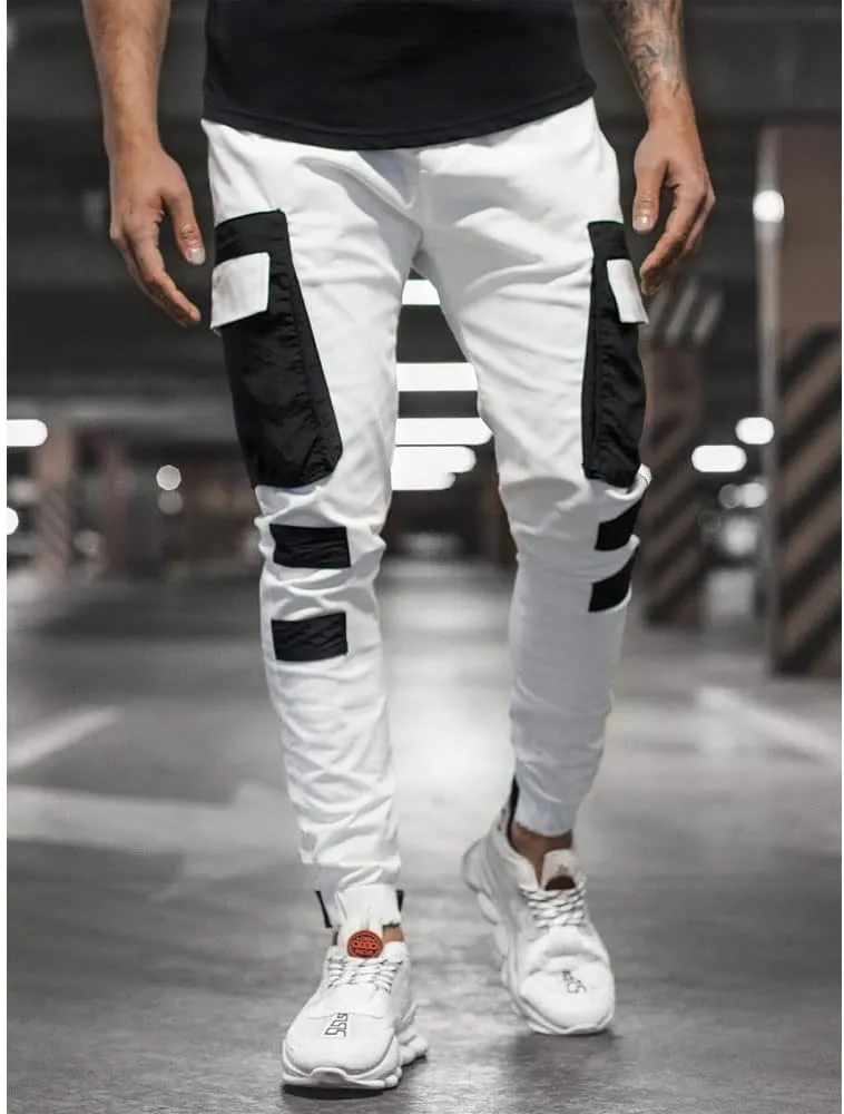 Banana Bucket Mens Hiphop Jogger Sweatpants Cargo Streetwear Punk Pants with Multi-Pockets