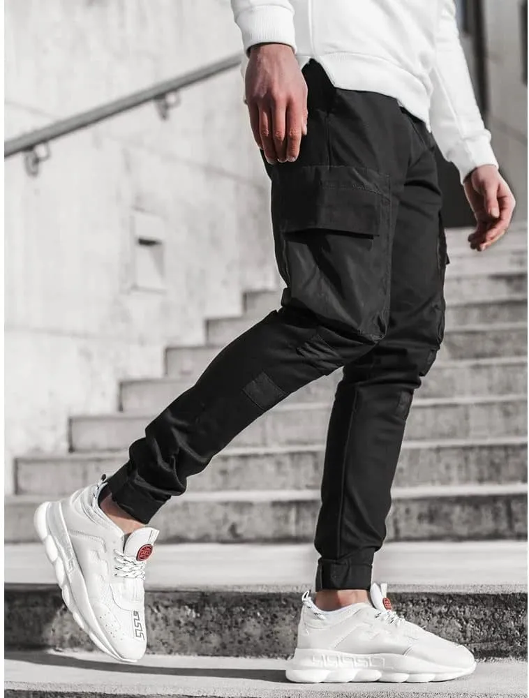 Banana Bucket Mens Hiphop Jogger Sweatpants Cargo Streetwear Punk Pants with Multi-Pockets