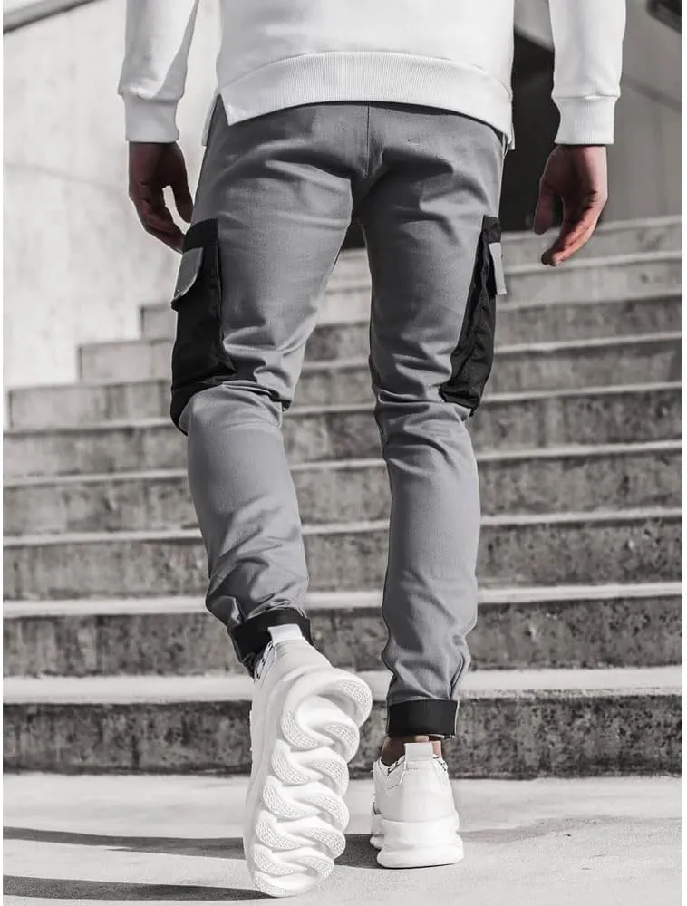 Banana Bucket Mens Hiphop Jogger Sweatpants Cargo Streetwear Punk Pants with Multi-Pockets