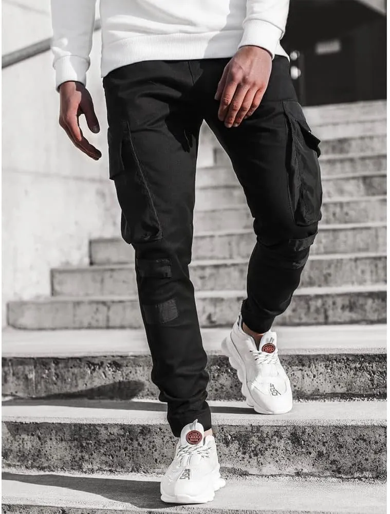 Banana Bucket Mens Hiphop Jogger Sweatpants Cargo Streetwear Punk Pants with Multi-Pockets