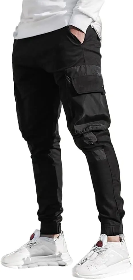 Banana Bucket Mens Hiphop Jogger Sweatpants Cargo Streetwear Punk Pants with Multi-Pockets