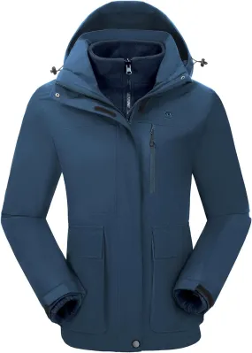 CAMELSPORTS Womens Ski Jackets Waterproof Fleece Snow Coat 3 in 1 Snowboarding Jackets Winter Warm Windbreaker Raincoat