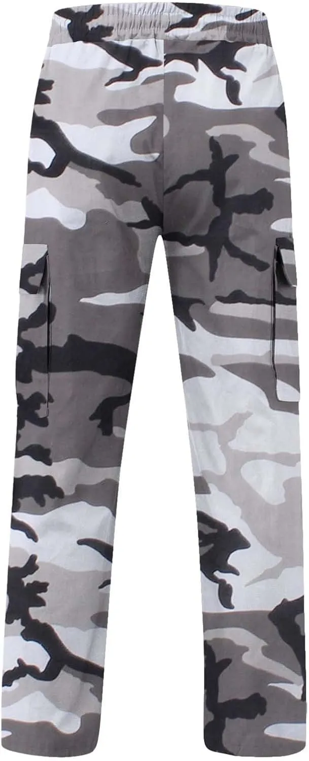 Cargo Pants for Men Relaxed Fit Casual Camo Pants Lightweight Straight Cargo Sweatpants Outdoor Hiking Jogger
