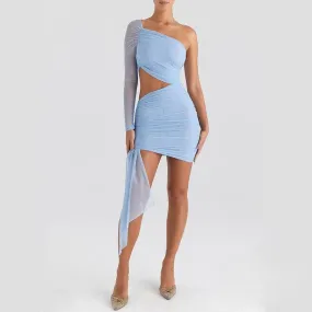Chic Backless Mini Dress with Mesh Overlay