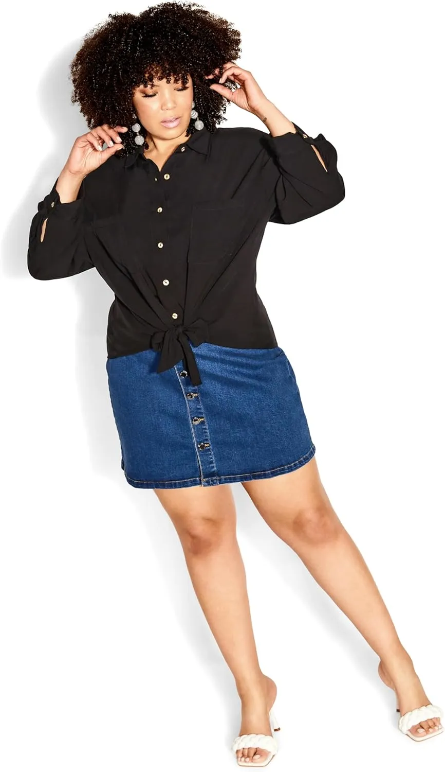 City Chic Women's Plus Size Island Denim Skirt