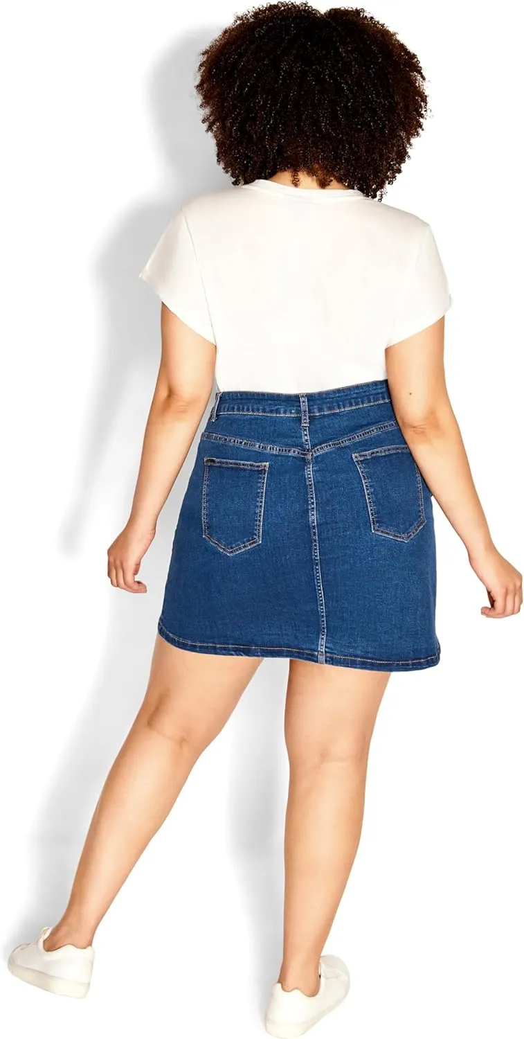 City Chic Women's Plus Size Island Denim Skirt