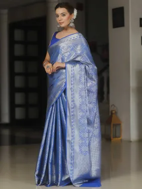 Engaging Royal Blue Soft Silk Saree With Denouement Blouse Piece