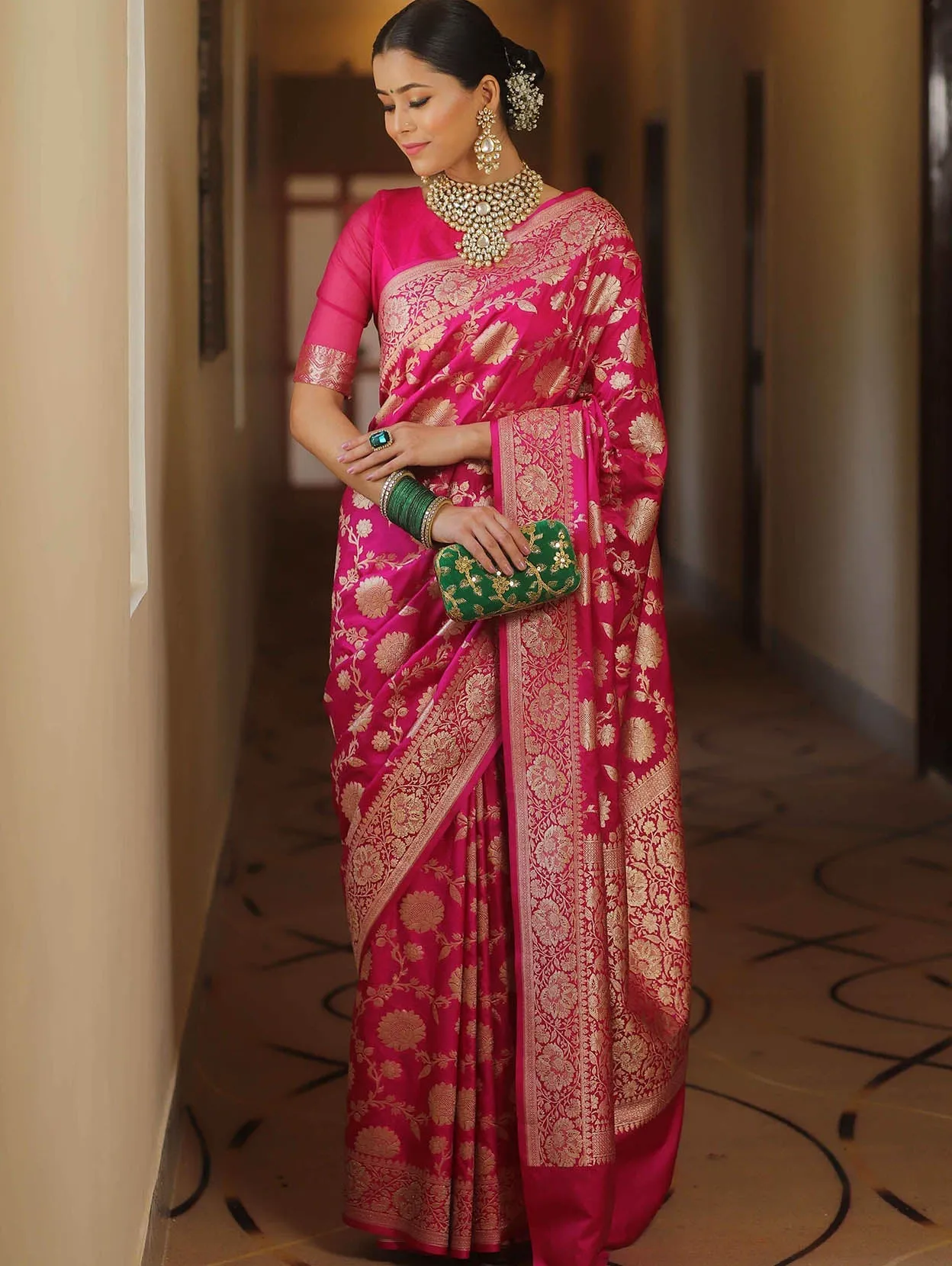 Fantabulous Dark Pink Soft Silk Saree With Denouement Blouse Piece