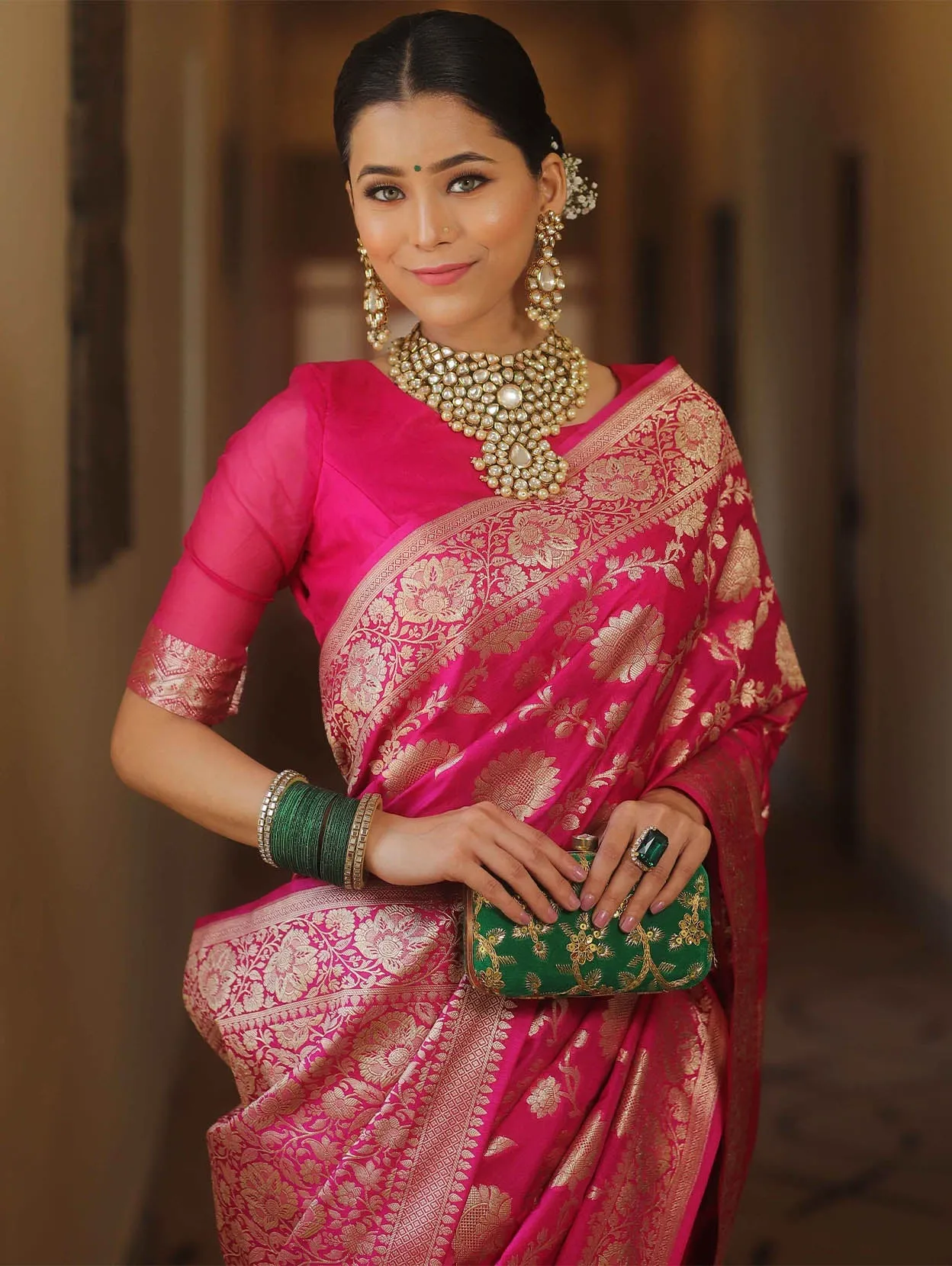 Fantabulous Dark Pink Soft Silk Saree With Denouement Blouse Piece