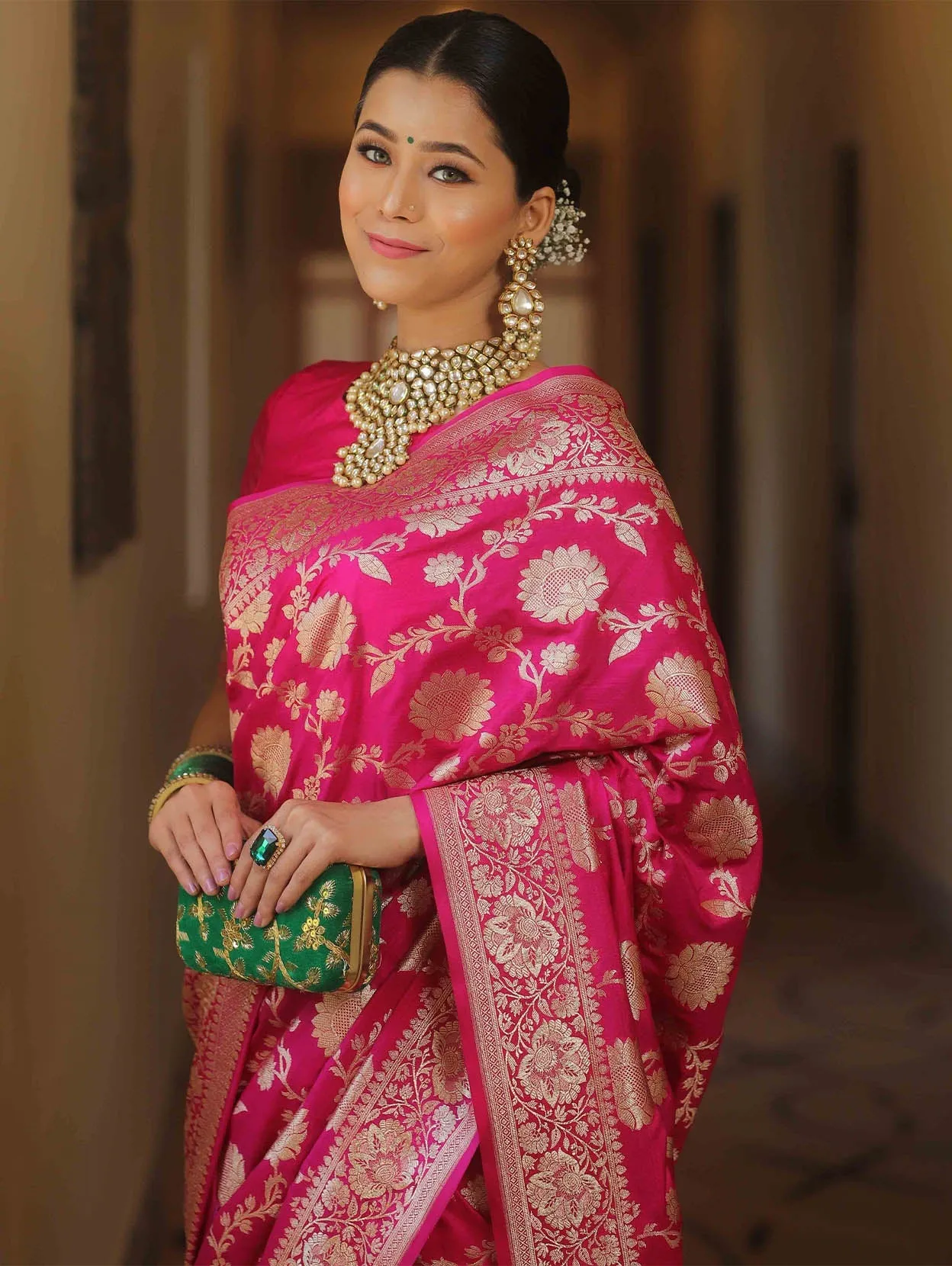 Fantabulous Dark Pink Soft Silk Saree With Denouement Blouse Piece