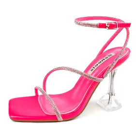 Glass Heel Fashion Diamond  Toe Out   Dress Sandal