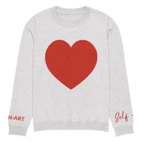Heart - Knitted crew neck sweater BLEACH