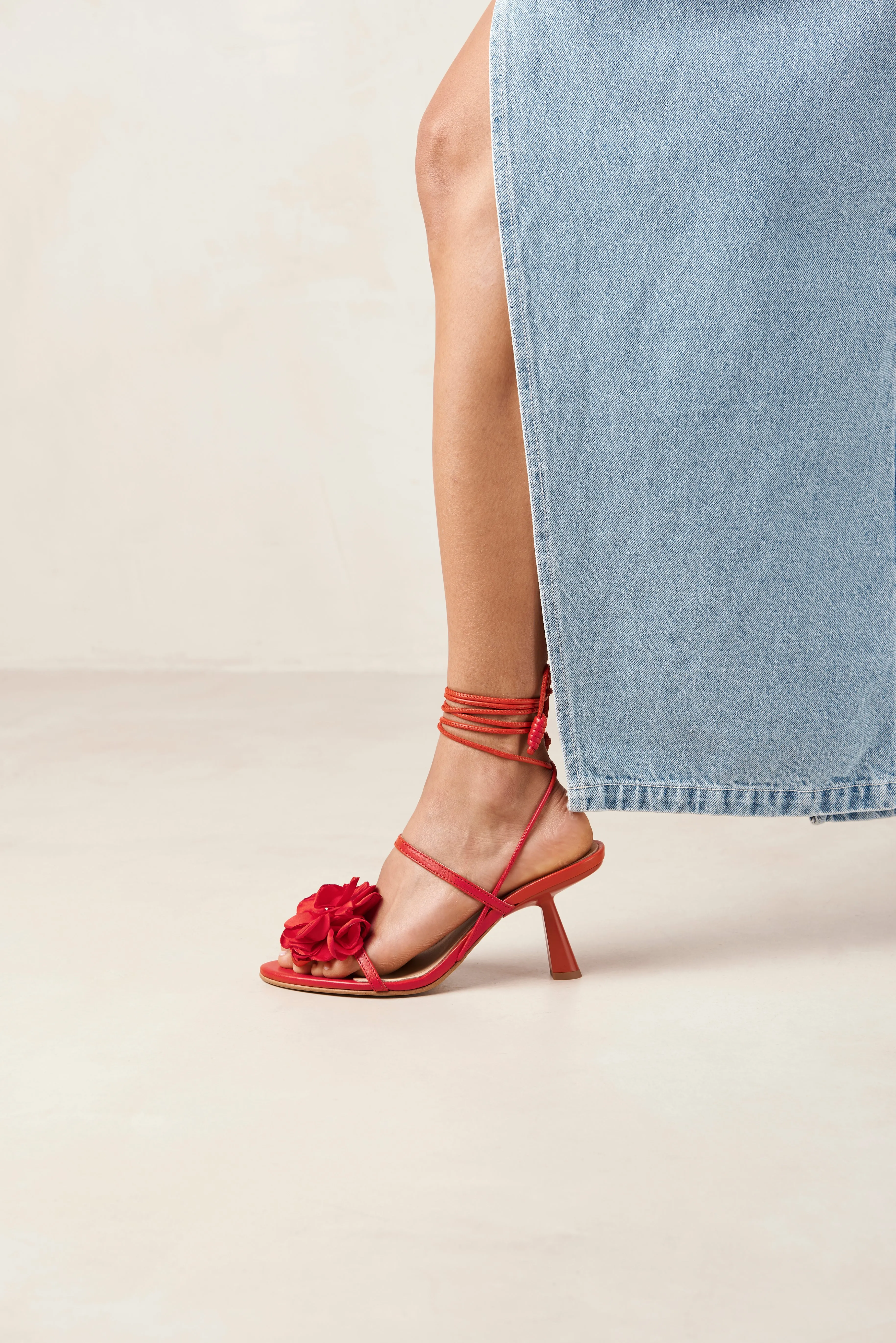 Kendra Leather Sandals - Bloom Red