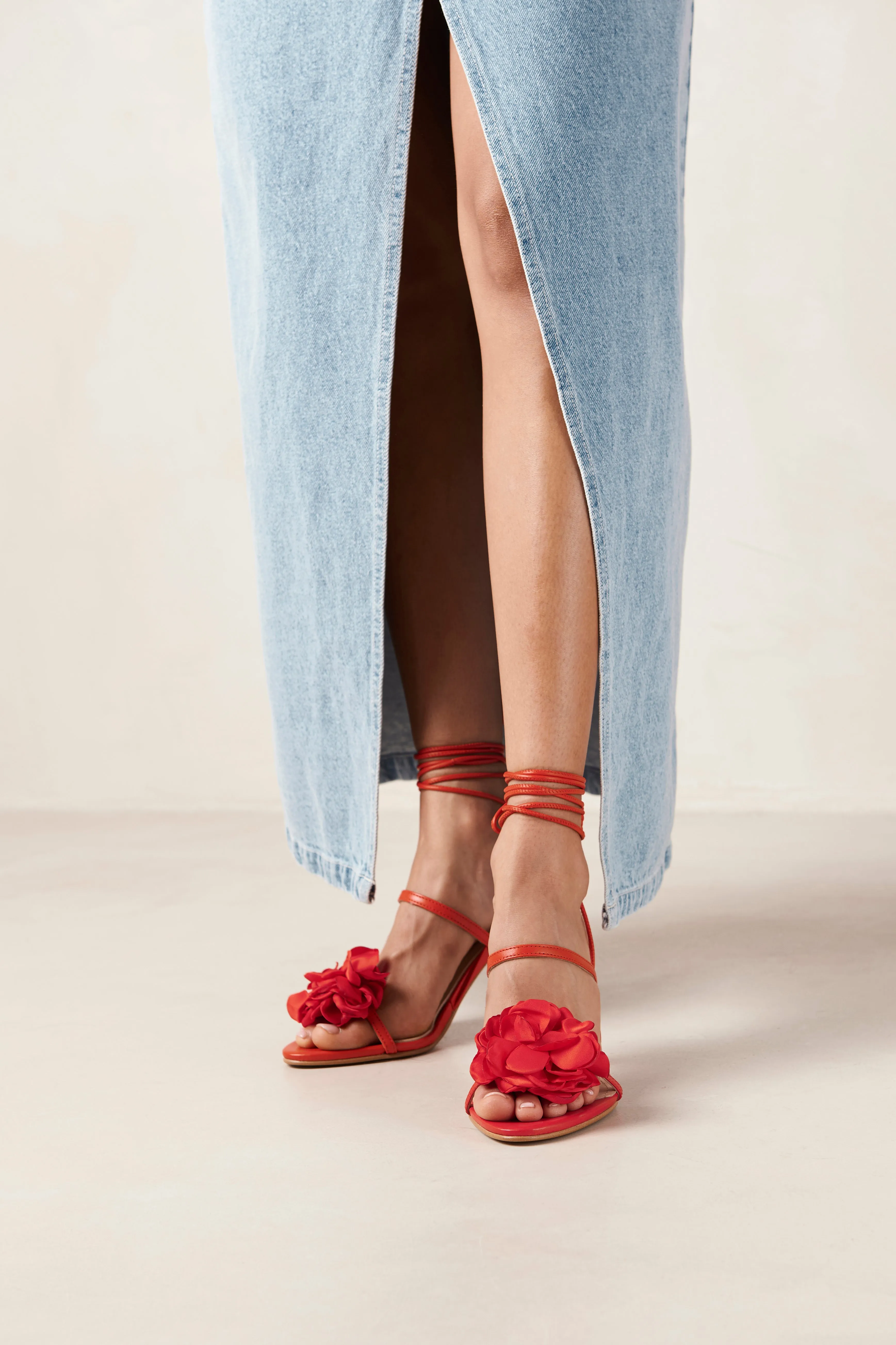Kendra Leather Sandals - Bloom Red