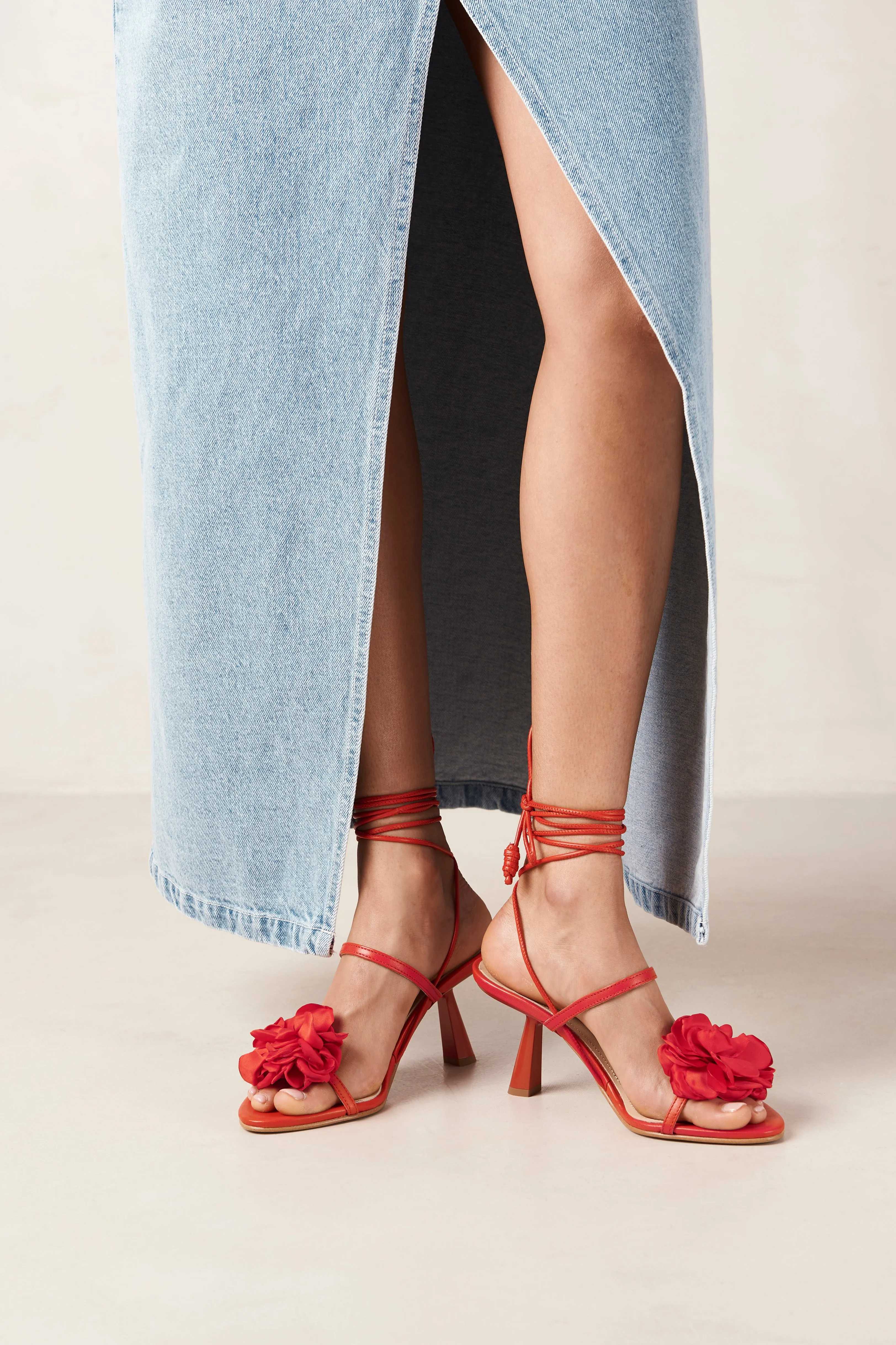 Kendra Leather Sandals - Bloom Red