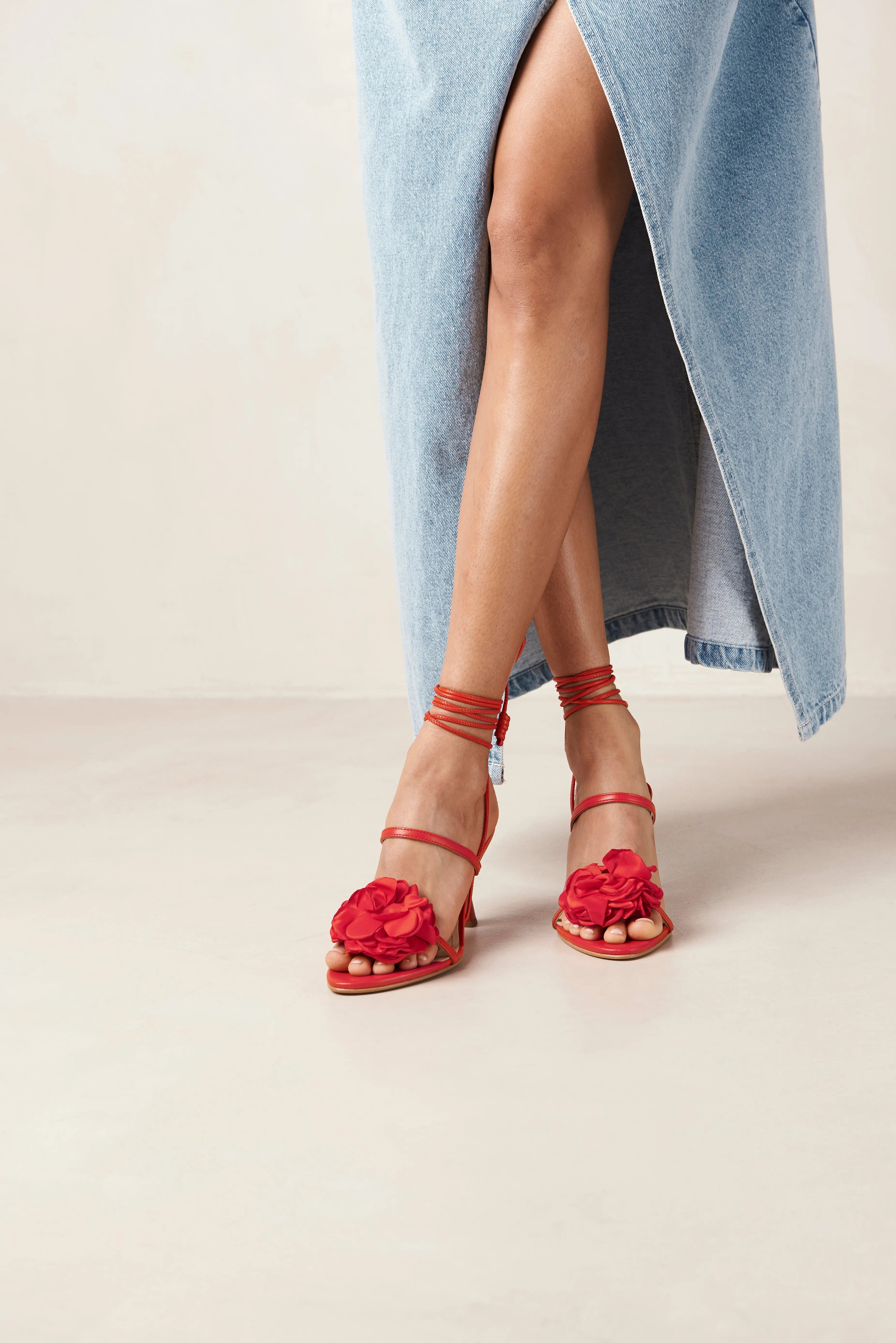 Kendra Leather Sandals - Bloom Red