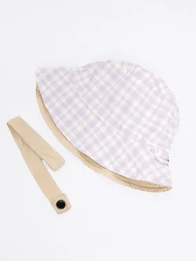Lilac Gingham Cream - Reversible Bucket Hat (Baby/Toddler)