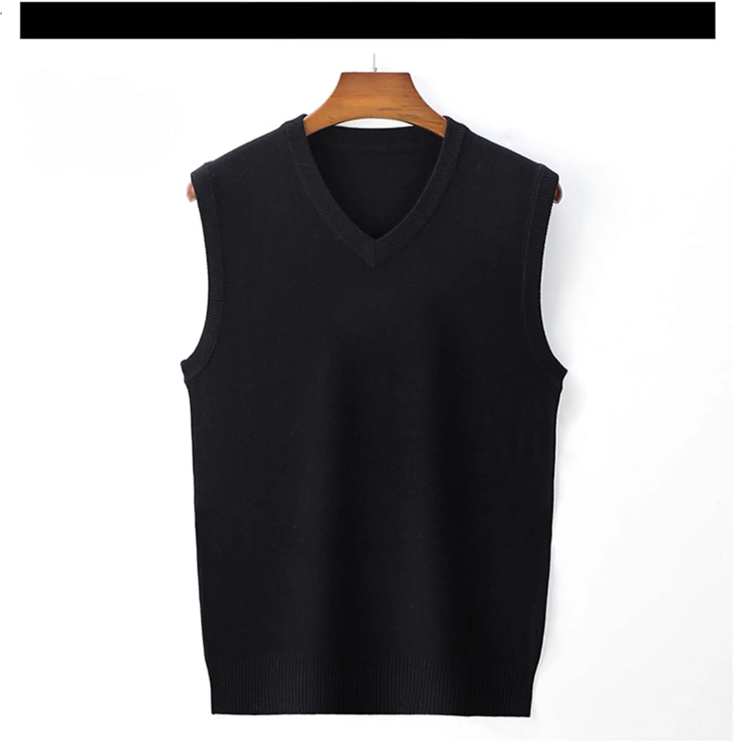 Maiyifu-GJ Men's V-Neck Solid Color Stretchy Sweater Warm Pullover Casual Vests Slim Sleeveless Business Knitwear