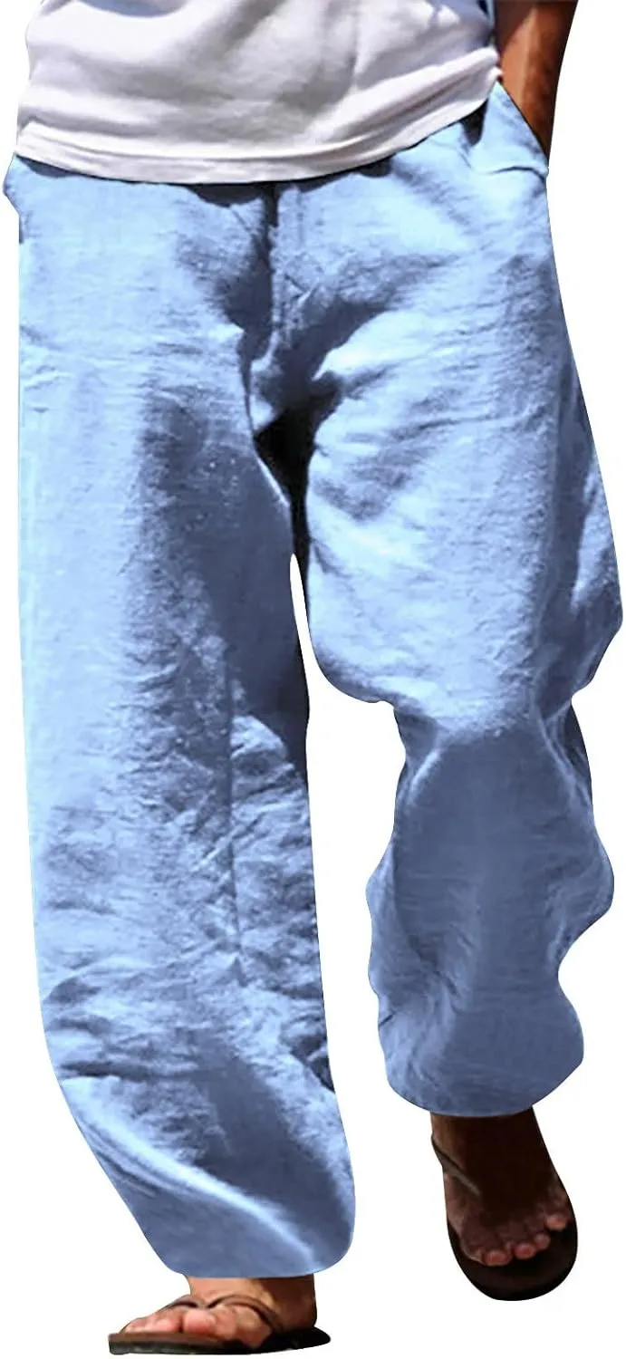 Men's Baggy Wide Leg Pants Summer Elastic Waist Trendy Comfortable Loose Sport Clothes Comfy Fashion Trousers