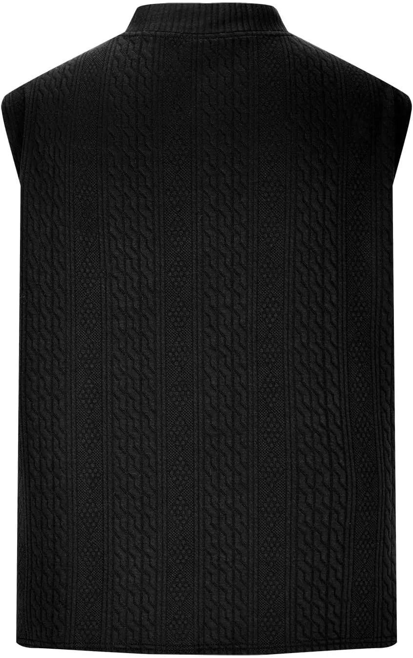 Men's Cable Knit Sweater Vests Cap Sleeve V Neck Loose Fit Jacquard Vest Tops Casual Summer Soft Lightweight Tank Top
