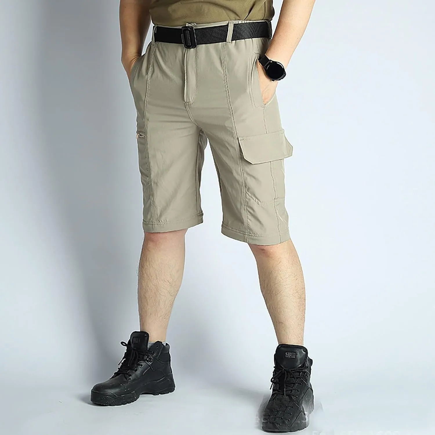 Men's Cargo Pants Wide Leg Pockets Elastic Waist Slim Legs Comfortable Leisure Style Summer Comfy Fashion Trousers