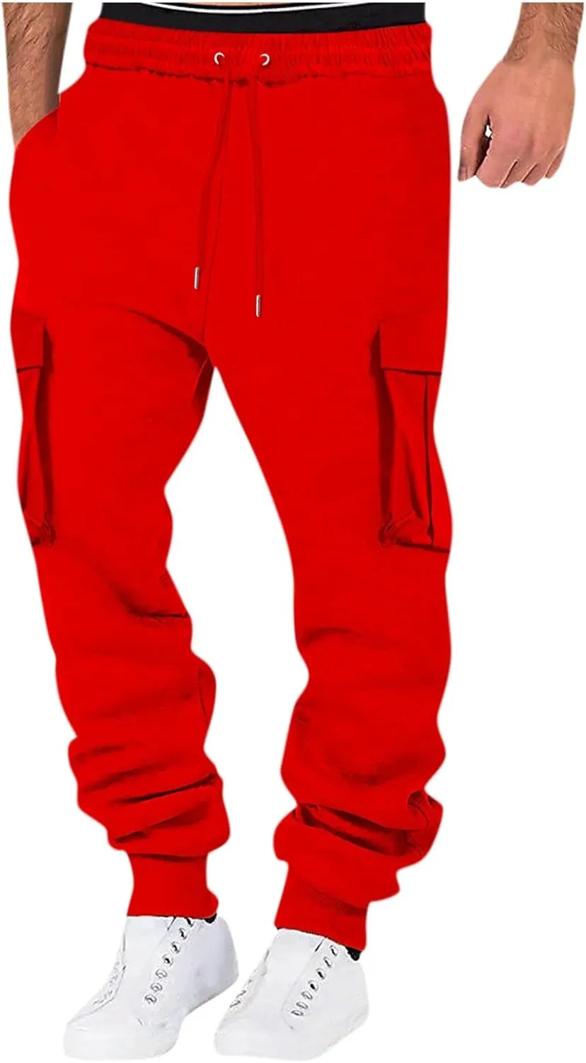 Mens Cargo Sweatpants Relaxed Tooling Multi-pocket Men's Color Men's pants Hiking Sweatpants Casual Athletic Jogger