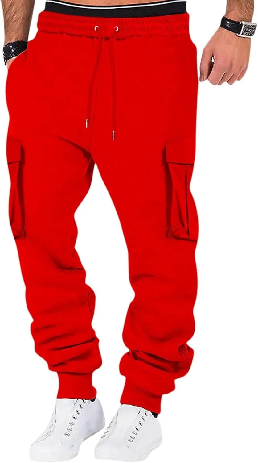 Mens Cargo Sweatpants Relaxed Tooling Multi-pocket Men's Color Men's pants Hiking Sweatpants Casual Athletic Jogger