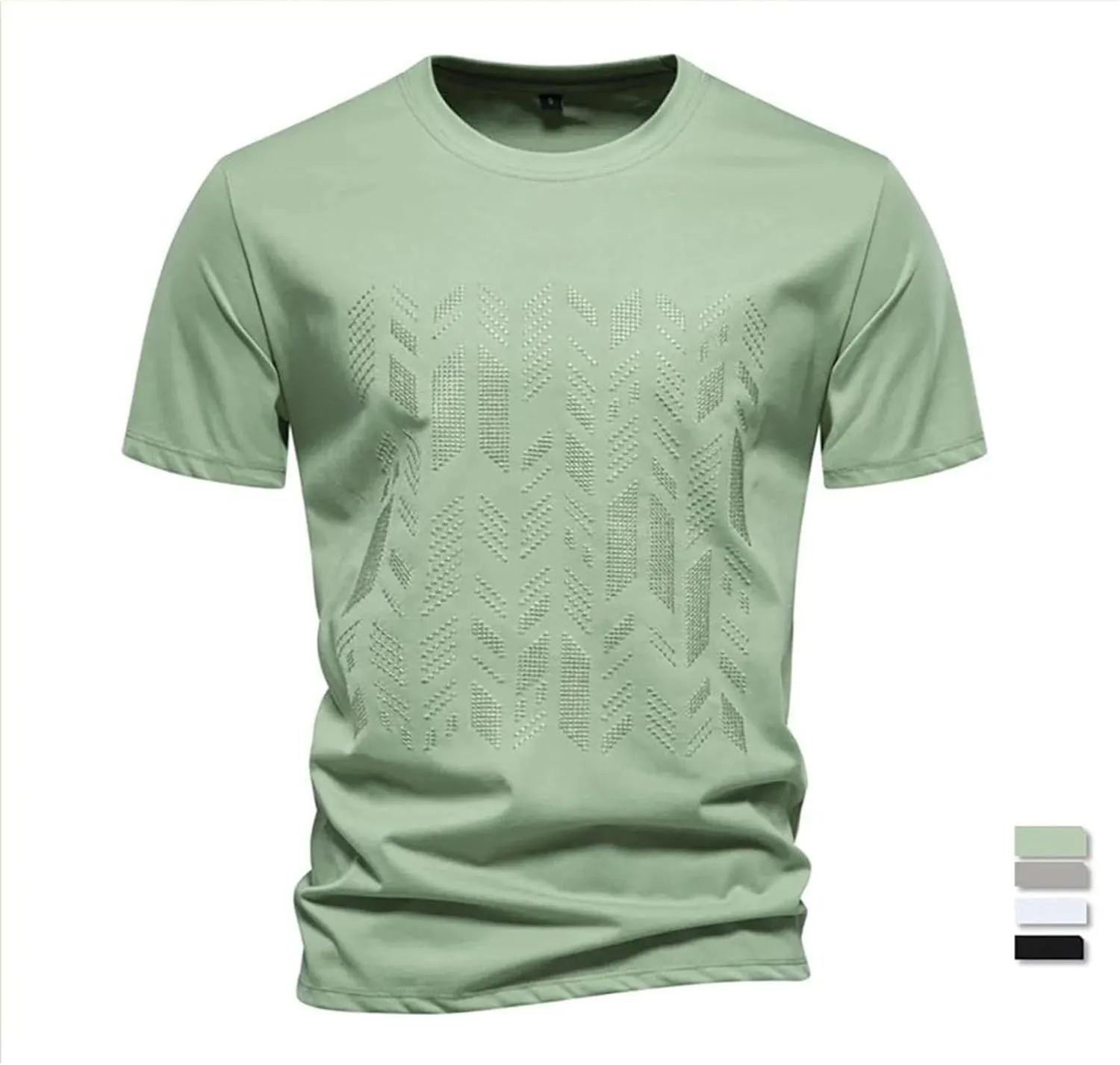 Men's Cotton Blend T-Shirt, Embroidered Summer Casual Short Sleeve