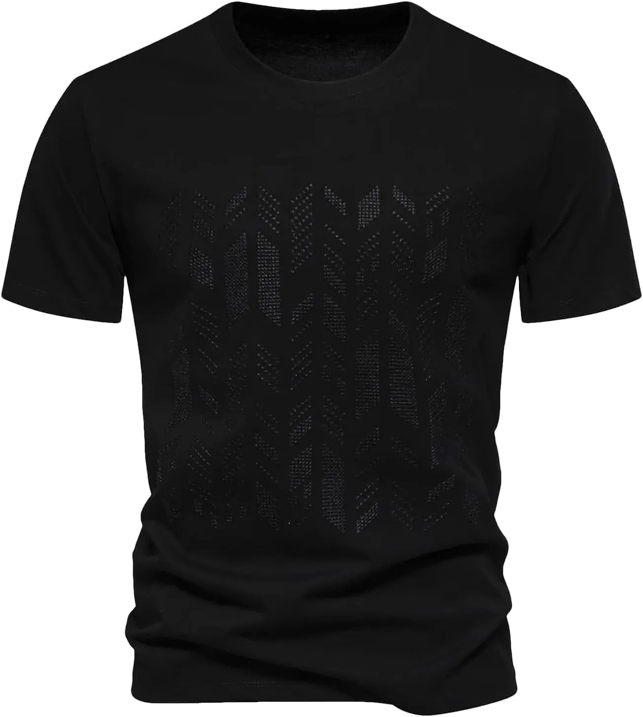 Men's Cotton Blend T-Shirt, Embroidered Summer Casual Short Sleeve