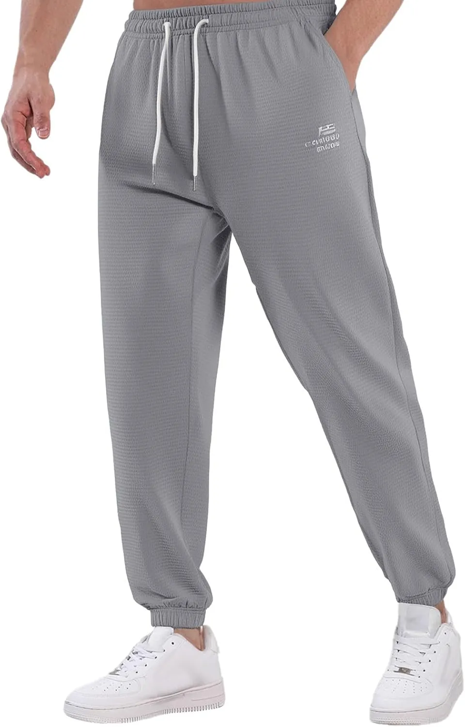 Men's Summer Pants Solid Color Elastic Waist Drawstring Pocket Slim Leg Comfortable Loose Elasticity Trendy Trousers