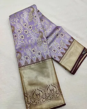 Posh Lavender Soft Silk Saree With Staring Blouse Piece