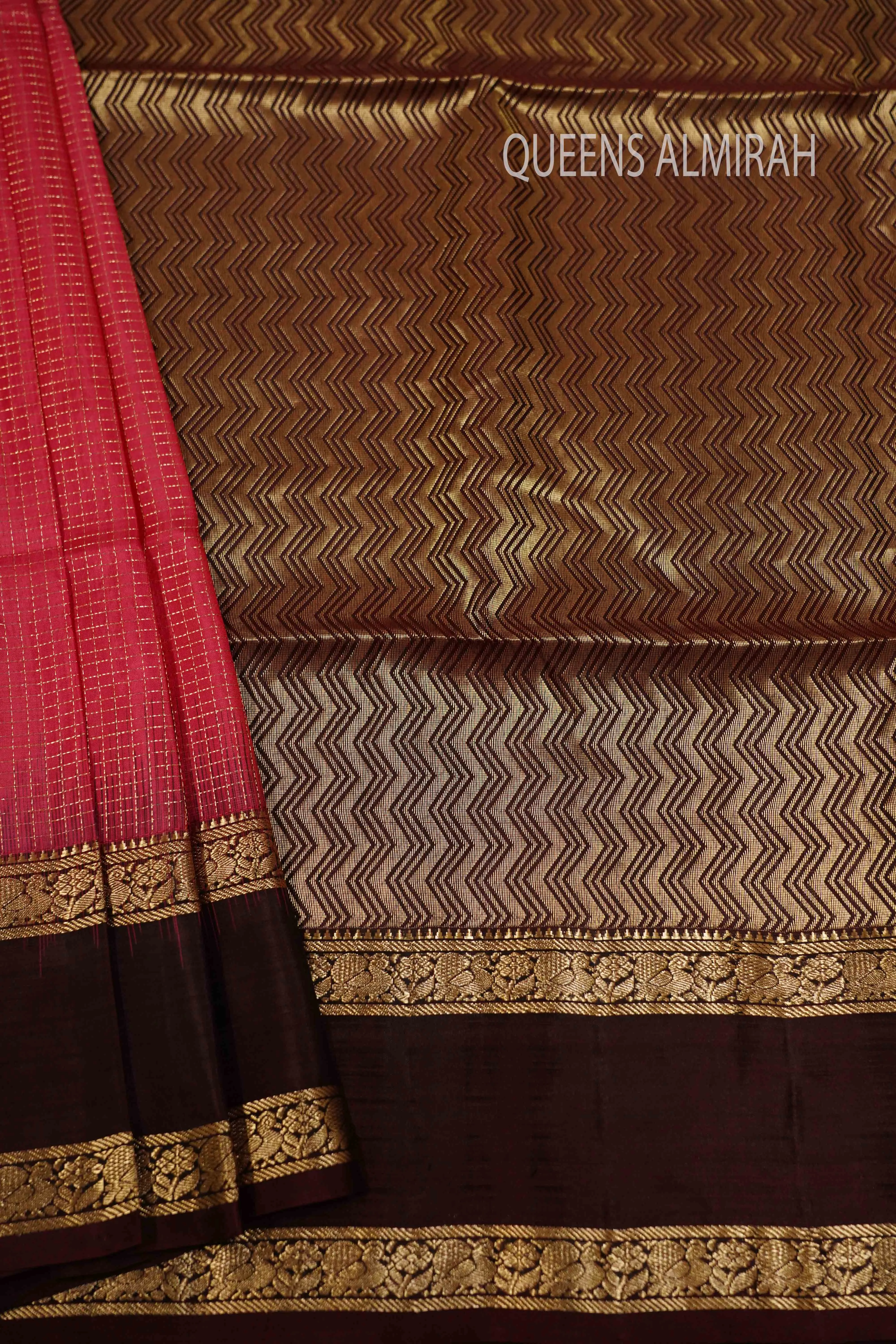 RADDISH RED WITH COCOA BEAN SOFT SILK SAREE