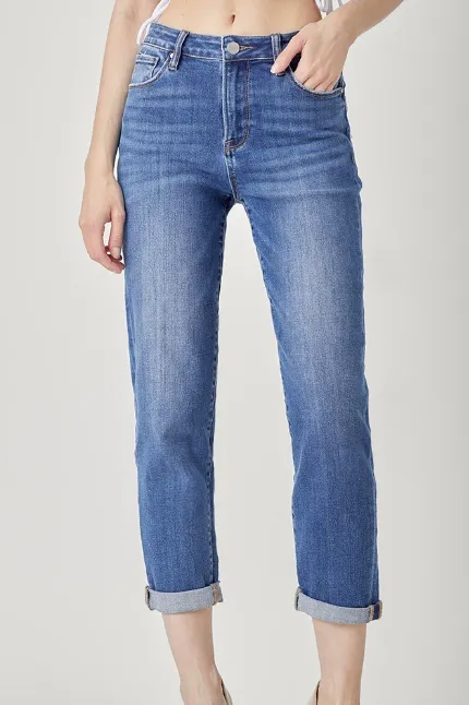 Risen Mid Rise Girlfriend Jeans