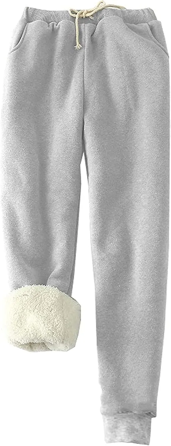 Ruziyoog Women's Fleece Lined Sweatpants Soft Warm Drawstring Joggers Comfortable Casual Lounge Pants with Pockets
