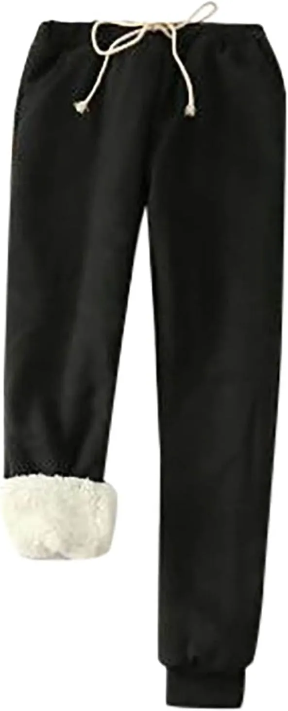 Ruziyoog Women's Fleece Lined Sweatpants Soft Warm Drawstring Joggers Comfortable Casual Lounge Pants with Pockets