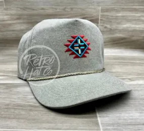 Southwestern / Aztec / Tribal Patch on Sand Stonewashed Rope Hat