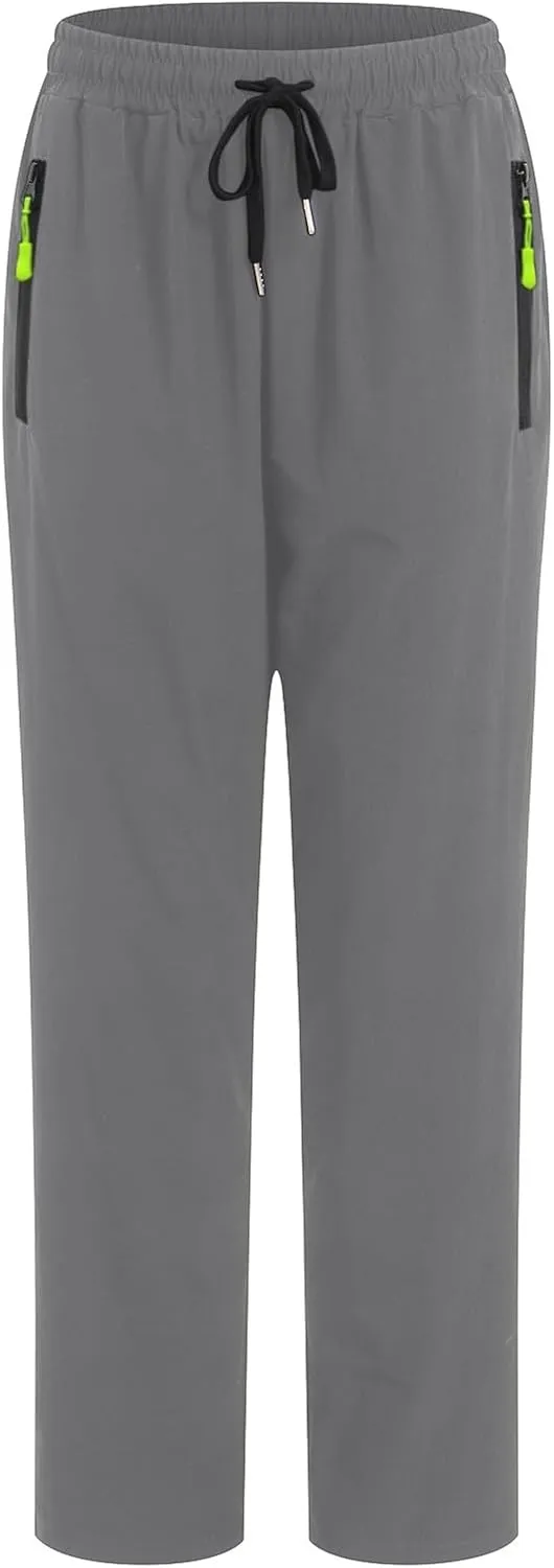 Summer Pants for Men Sweatpants Elastic Waist Drawstring Zipper Slim Leg Comfortable Soft Fit Summer Trendy Trousers