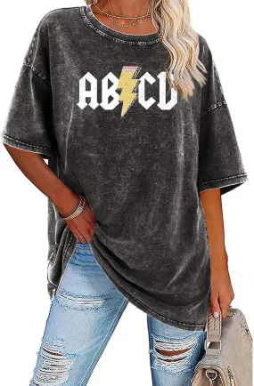 Teacher Shirts for Women Oversized Tshirts Teacher Appreciation Gifts Shirt Letter Printed Short Sleeve Tee Shirts