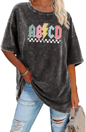 Teacher Shirts for Women Oversized Tshirts Teacher Appreciation Gifts Shirt Letter Printed Short Sleeve Tee Shirts