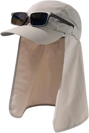 TOP-EX Men's Oversize Baseball Cap with Detachable Neck Flap - UV SPF Sun Protection Hat