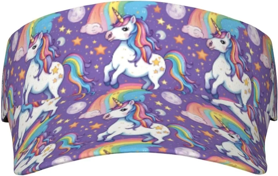 Unicorn Design Men Sunshade Empty Top Hat Outdoor Exercise Adult Printing Sunscreen Visor Women Cap Headgear Black