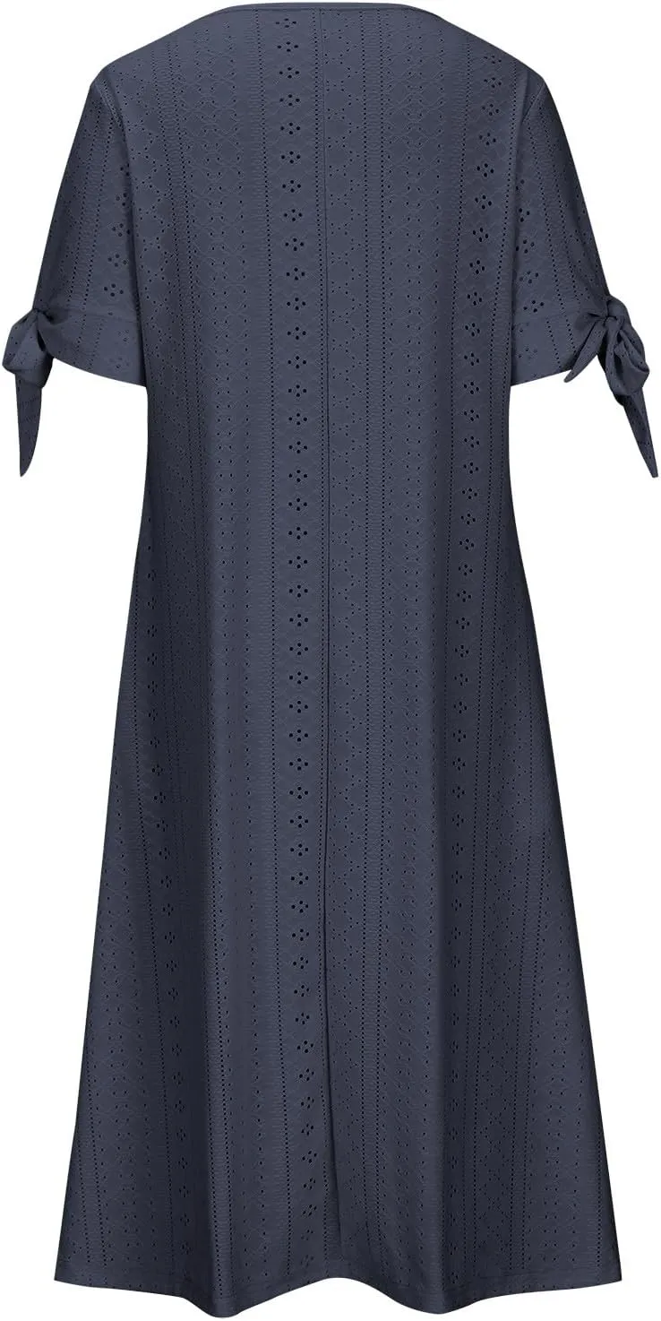 Wedding Guest Dresses for Women Casual Solid Color Wrap Maxi Dress Feminine V-Neck Beach Vacation Cruise Outfits