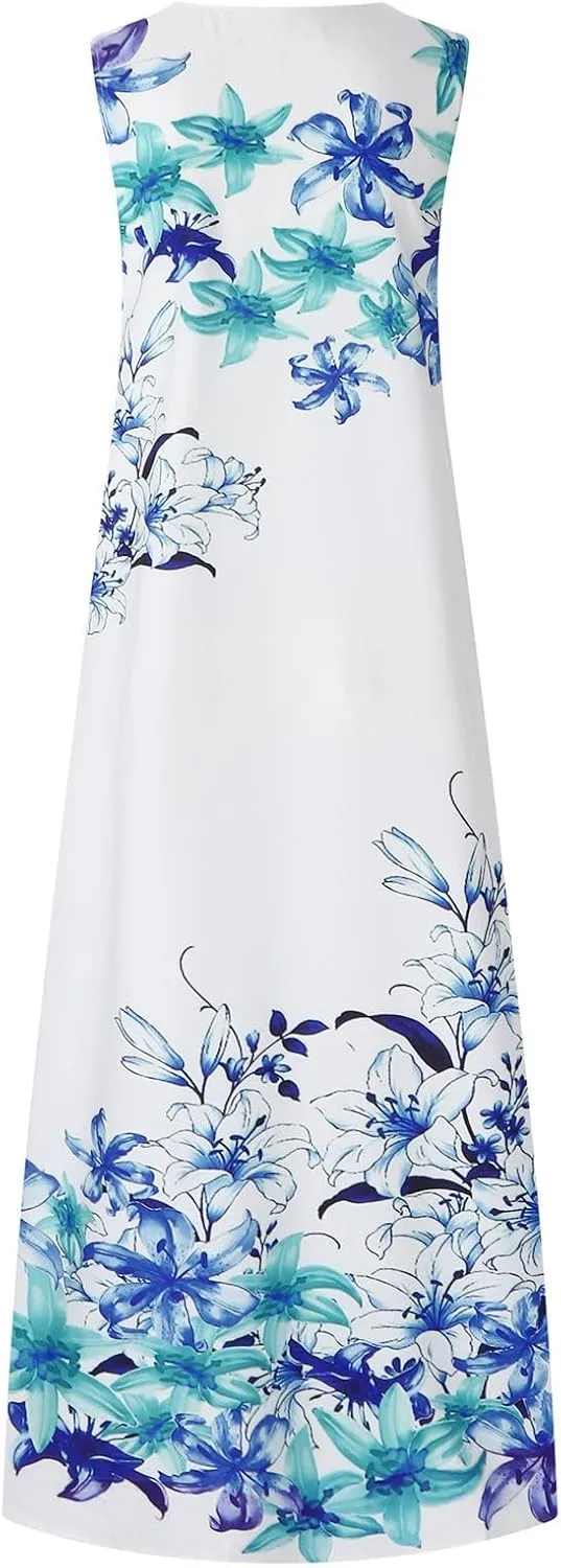 Wedding Guest Dresses for Women Classical Crew Neck Wrap Maxi Dress Elegant Sleeveless Ultra Stylish Long Dress
