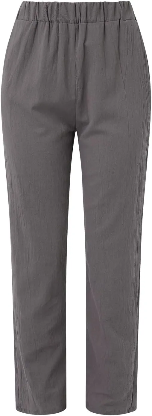 Women High Waisted Wide Leg Pants Fashion Drawstring Elastic Trousers Comfy Straight Leg Long Pants with 2XL Pant